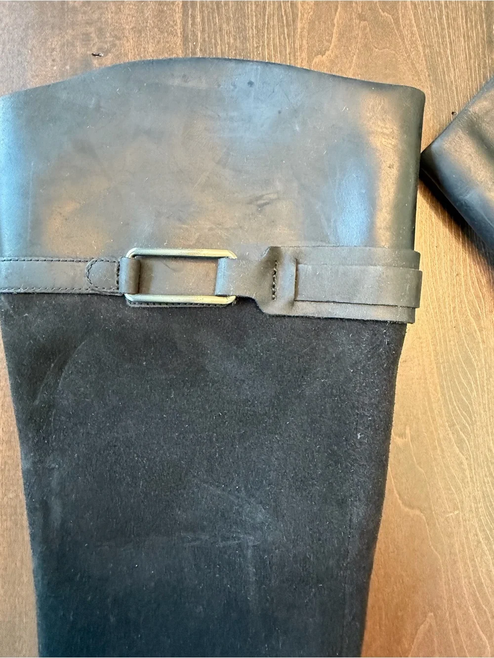 Clarks Black Leather & Suede Knee High Boots
